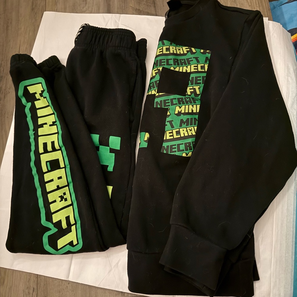 MAD Engine Black Joggers with Bright Green Minecraft Graphics - Picture 2 of 5